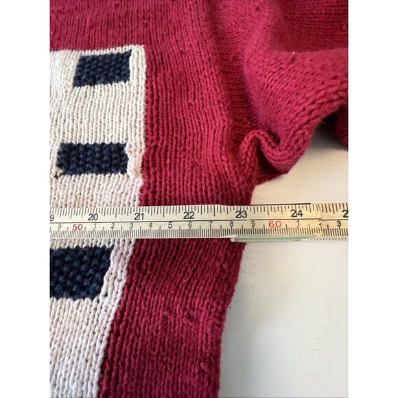 Talbots Women’s Knit Sweater Bear American Flag Size Large Petite Patriotic READ - Picture 10 of 15